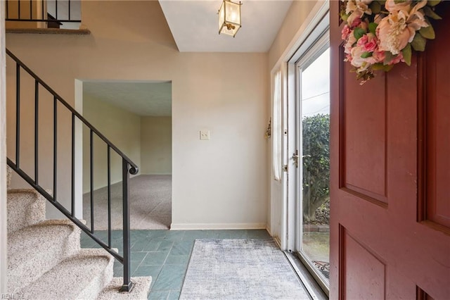 16 Diggs Dr, Hampton, VA 23666 - tiled entrance foyer with stairs and baseboards