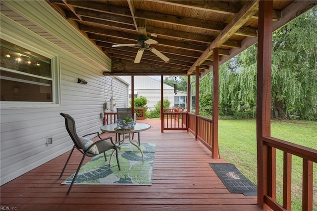 16 Diggs Dr, Hampton, VA 23666 - wooden terrace with a lawn and ceiling fan