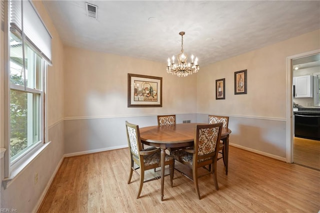 16 Diggs Dr, Hampton, VA 23666 - dining room featuring a chandelier, light wood-style floors, and healthy amount of natural light