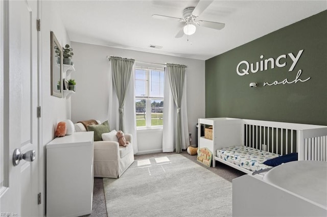 208 Parkdale Ave, Hampton, VA 23669 - bedroom featuring carpet floors, a nursery area, and a ceiling fan
