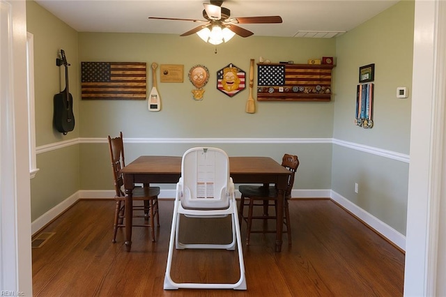 4225 Terry Dr, Chesapeake, VA 23321 - dining room with wood finished floors and a ceiling fan