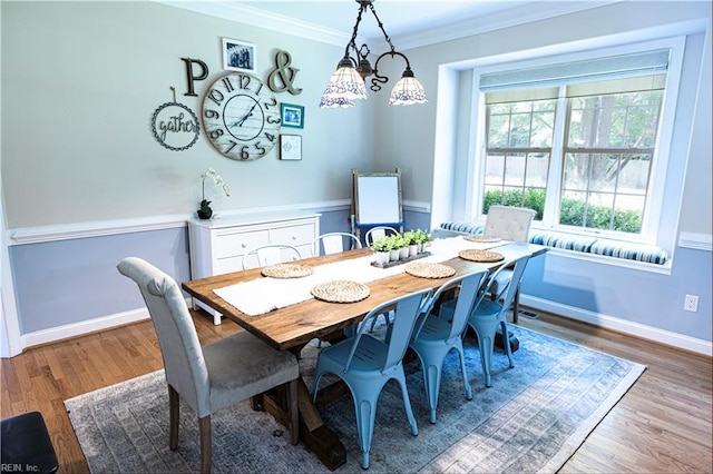 412 Yorkville Rd, Yorktown, VA 23692 - dining space with ornamental molding and wood finished floors