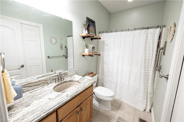 412 Yorkville Rd, Yorktown, VA 23692 - full bath with vanity, tile patterned floors, and curtained shower