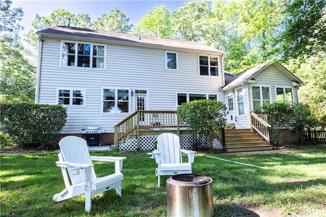 412 Yorkville Rd, Yorktown, VA 23692 - back of house featuring a yard and a wooden deck