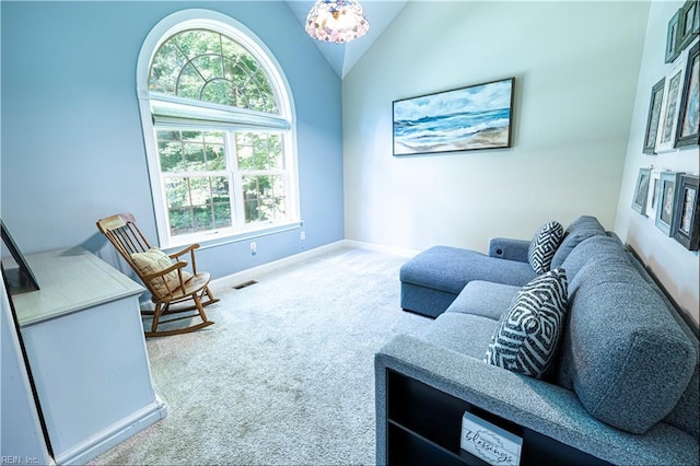 412 Yorkville Rd, Yorktown, VA 23692 - living room with carpet and vaulted ceiling