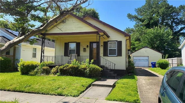 2209 Saint Denis Ave, Norfolk, VA 23509 - bungalow-style home with an outdoor structure, driveway, a porch, and a front lawn