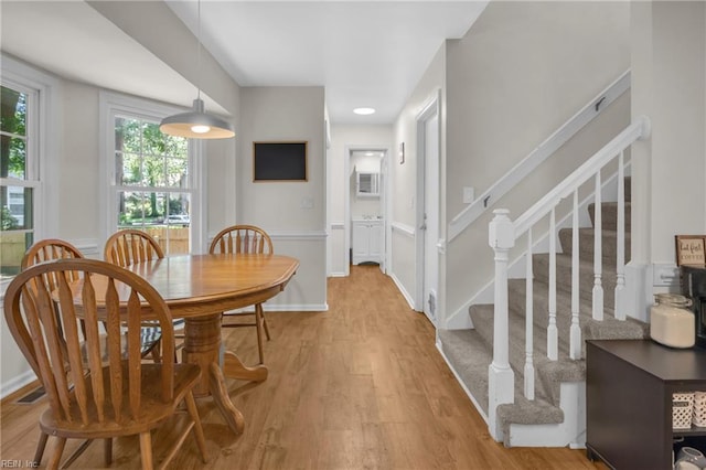 605 Hollygate Ln, Chesapeake, VA 23322 - dining space with wood finished floors and stairway