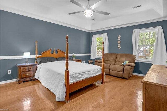 605 Hollygate Ln, Chesapeake, VA 23322 - bedroom with multiple windows, light wood-type flooring, ceiling fan, and ornamental molding