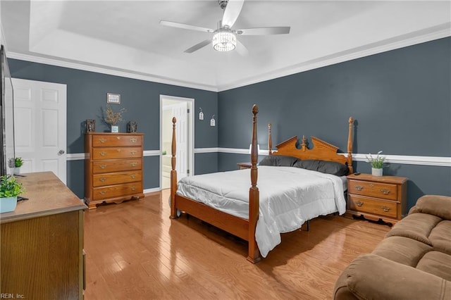 605 Hollygate Ln, Chesapeake, VA 23322 - bedroom with light wood-style flooring, ceiling fan, ensuite bathroom, and crown molding