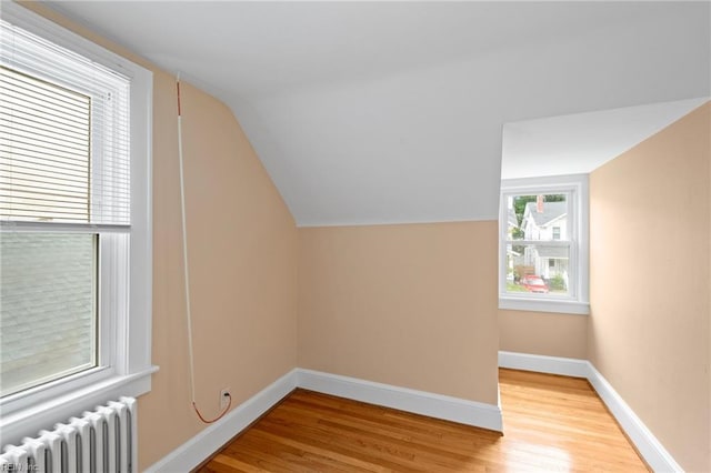 440 Maryland Ave, Norfolk, VA 23508 - additional living space featuring radiator heating unit, light wood-style floors, and vaulted ceiling