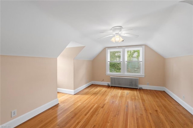440 Maryland Ave, Norfolk, VA 23508 - bonus room featuring radiator heating unit, a ceiling fan, light wood-style floors, and vaulted ceiling
