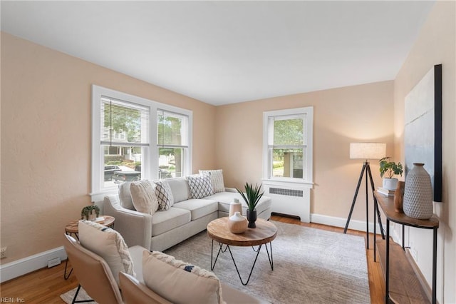 440 Maryland Ave, Norfolk, VA 23508 - living room featuring radiator and wood finished floors