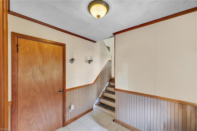 4861 Honeygrove Rd, Virginia Beach, VA 23455 - stairs with tile patterned flooring and crown molding