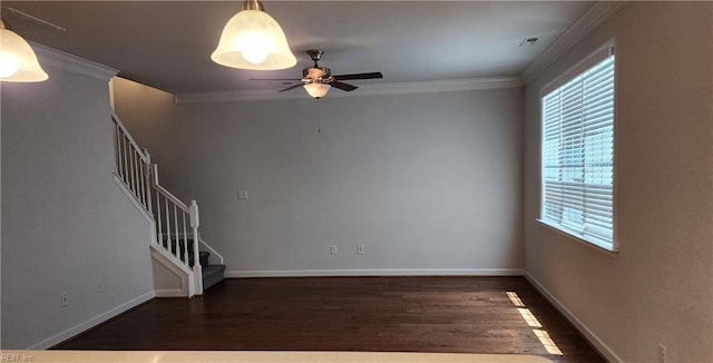 217 Wineberry Way, Yorktown, VA 23692 - empty room featuring a ceiling fan, plenty of natural light, wood finished floors, and crown molding