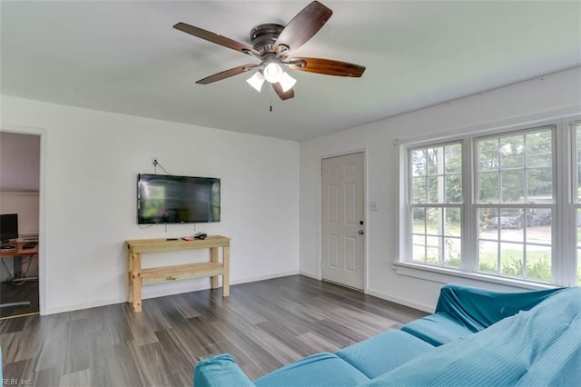 540 Draper Dr, Norfolk, VA 23505 - living room with a ceiling fan and wood finished floors