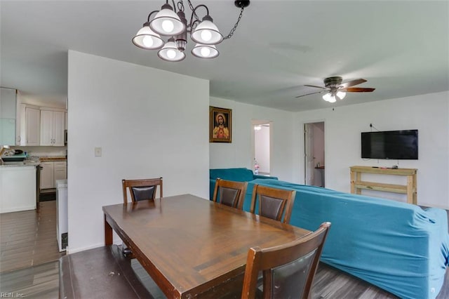 540 Draper Dr, Norfolk, VA 23505 - dining area featuring wood finished floors, ceiling fan, and a chandelier