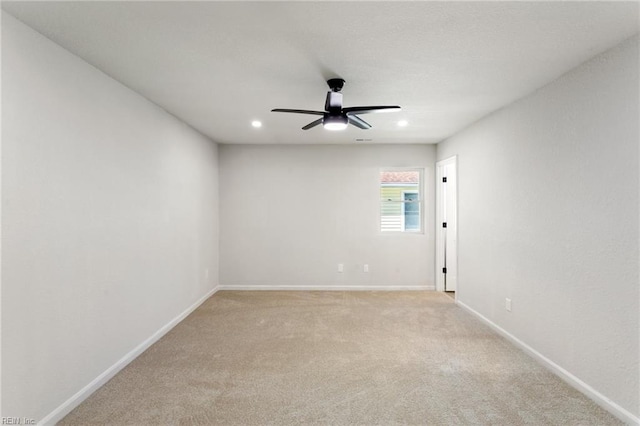 4809 Orchard Ln, Virginia Beach, VA 23464 - empty room featuring a ceiling fan, light carpet, and recessed lighting