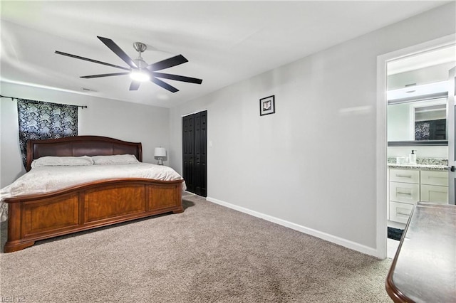 78 Calvary Ter, Hampton, VA 23666 - bedroom with light carpet, connected bathroom, a ceiling fan, and a closet