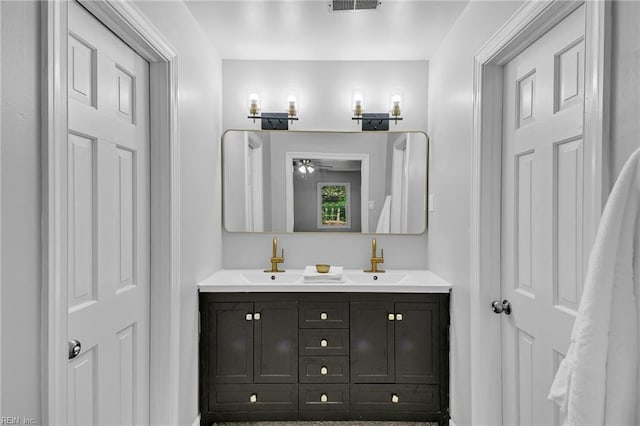 2 Clarendon Ct, Williamsburg, VA 23188 - bathroom featuring double vanity and ceiling fan
