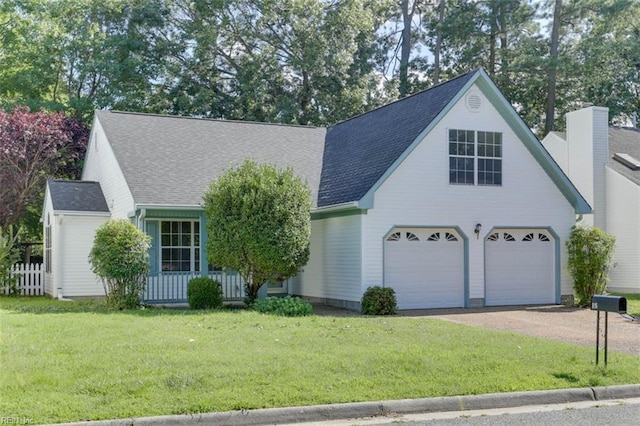 816 Mccrae Dr, Newport News, VA 23608 - view of front of property with dirt driveway, roof with shingles, an attached garage, and a front lawn