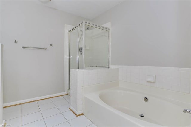 816 Mccrae Dr, Newport News, VA 23608 - bathroom featuring a garden tub, a stall shower, and tile patterned floors