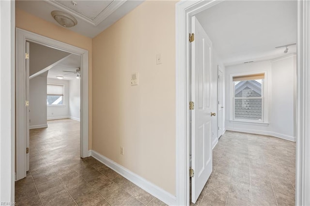 623 London St, Portsmouth, VA 23704 - hall featuring baseboards and attic access
