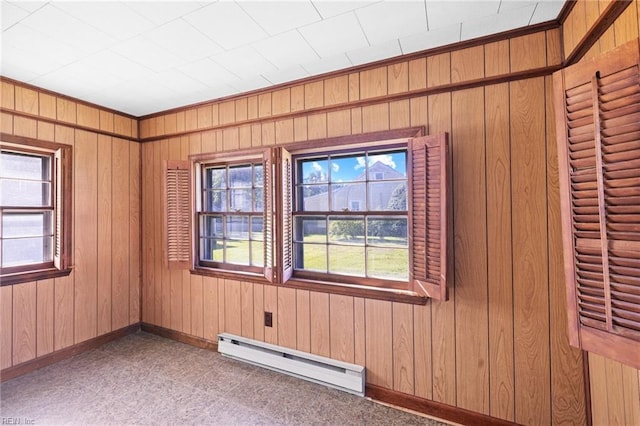 1132 Proctor St, Suffolk, VA 23434 - spare room with a baseboard radiator and wooden walls