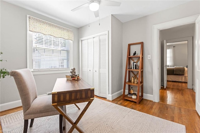414 Russell St, Portsmouth, VA 23707 - office space with a ceiling fan and wood-type flooring