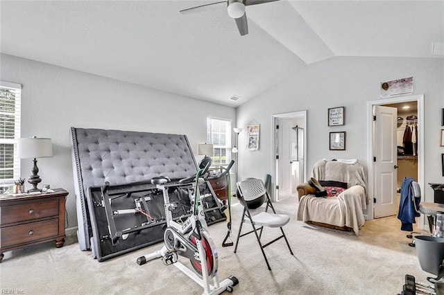 145 Blessing Cir, Suffolk, VA 23434 - bedroom with vaulted ceiling, multiple windows, carpet floors, and ceiling fan