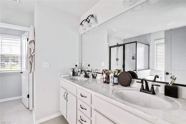 145 Blessing Cir, Suffolk, VA 23434 - bathroom with a shower stall and double vanity