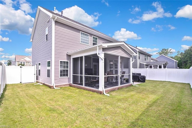 145 Blessing Cir, Suffolk, VA 23434 - back of property featuring a fenced backyard and a sunroom