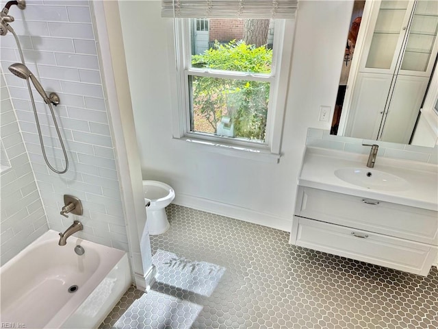 613 N Shore Rd, Norfolk, VA 23505 - bathroom with vanity, shower / washtub combination, and tile patterned floors