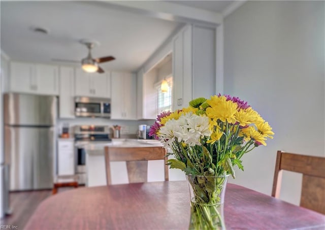 215 Lisbon Dr, Newport News, VA 23601 - dining room featuring ceiling fan and dark wood finished floors