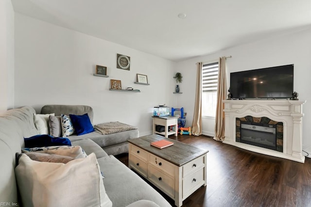 1803 Yardarm Way, Chesapeake, VA 23323 - living room with dark wood-style floors and a glass covered fireplace