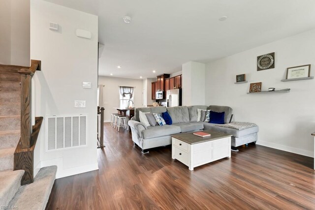 1803 Yardarm Way, Chesapeake, VA 23323 - living area with dark wood-style flooring and recessed lighting