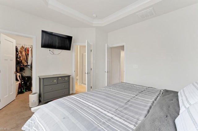 1803 Yardarm Way, Chesapeake, VA 23323 - bedroom featuring a walk in closet, a closet, light carpet, and a raised ceiling