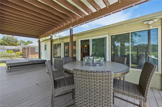 556 Summers Dr, Norfolk, VA 23509 - deck featuring a covered hot tub and outdoor dining space