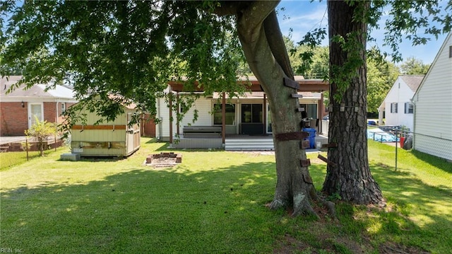 556 Summers Dr, Norfolk, VA 23509 - view of yard with a wooden deck