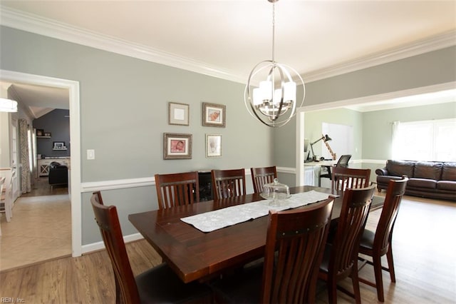 108 Sunrise Bluff Ct, Smithfield, VA 23430 - dining space with crown molding, a chandelier, and wood finished floors