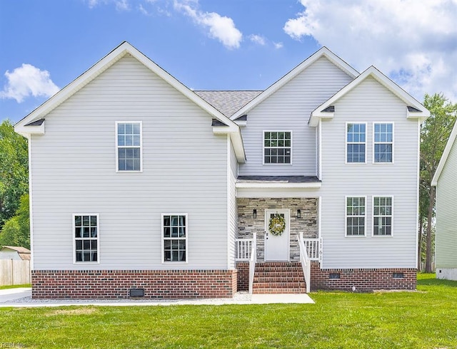 1161 Bells Mill Rd, Chesapeake, VA 23322 - view of front of property featuring crawl space, a front lawn, and roof with shingles