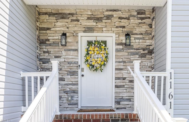 1161 Bells Mill Rd, Chesapeake, VA 23322 - doorway to property with stone siding