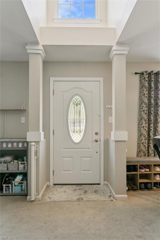 102 Saddle Dr, Newport News, VA 23602 - carpeted entryway featuring healthy amount of natural light and decorative columns