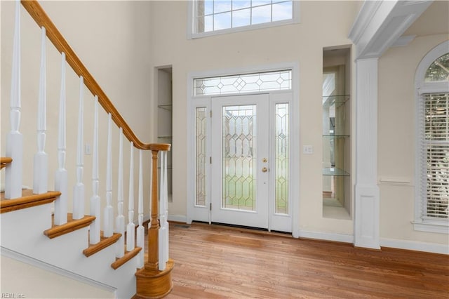 1938 Lancing Crest Ln, Chesapeake, VA 23323 - foyer with plenty of natural light, stairway, wood finished floors, and a high ceiling