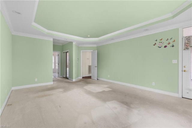 1938 Lancing Crest Ln, Chesapeake, VA 23323 - spare room with a raised ceiling, light colored carpet, and crown molding