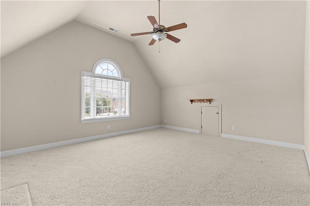 1938 Lancing Crest Ln, Chesapeake, VA 23323 - additional living space with light carpet, lofted ceiling, and a ceiling fan