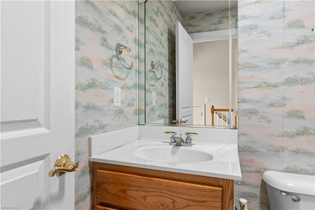 1938 Lancing Crest Ln, Chesapeake, VA 23323 - bathroom with wallpapered walls and vanity