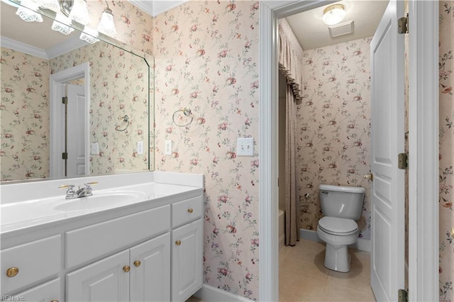 1938 Lancing Crest Ln, Chesapeake, VA 23323 - full bathroom featuring vanity, tile patterned floors, and ornamental molding