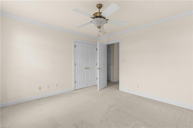 1938 Lancing Crest Ln, Chesapeake, VA 23323 - unfurnished bedroom with light colored carpet, crown molding, and ceiling fan