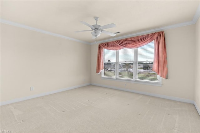 1938 Lancing Crest Ln, Chesapeake, VA 23323 - spare room with ornamental molding, ceiling fan, and light carpet