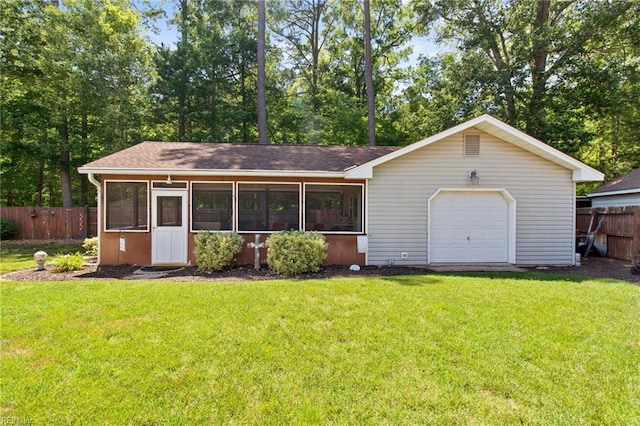 203 Vixen Ct, Yorktown, VA 23693 - ranch-style house featuring a sunroom, roof with shingles, and an attached garage